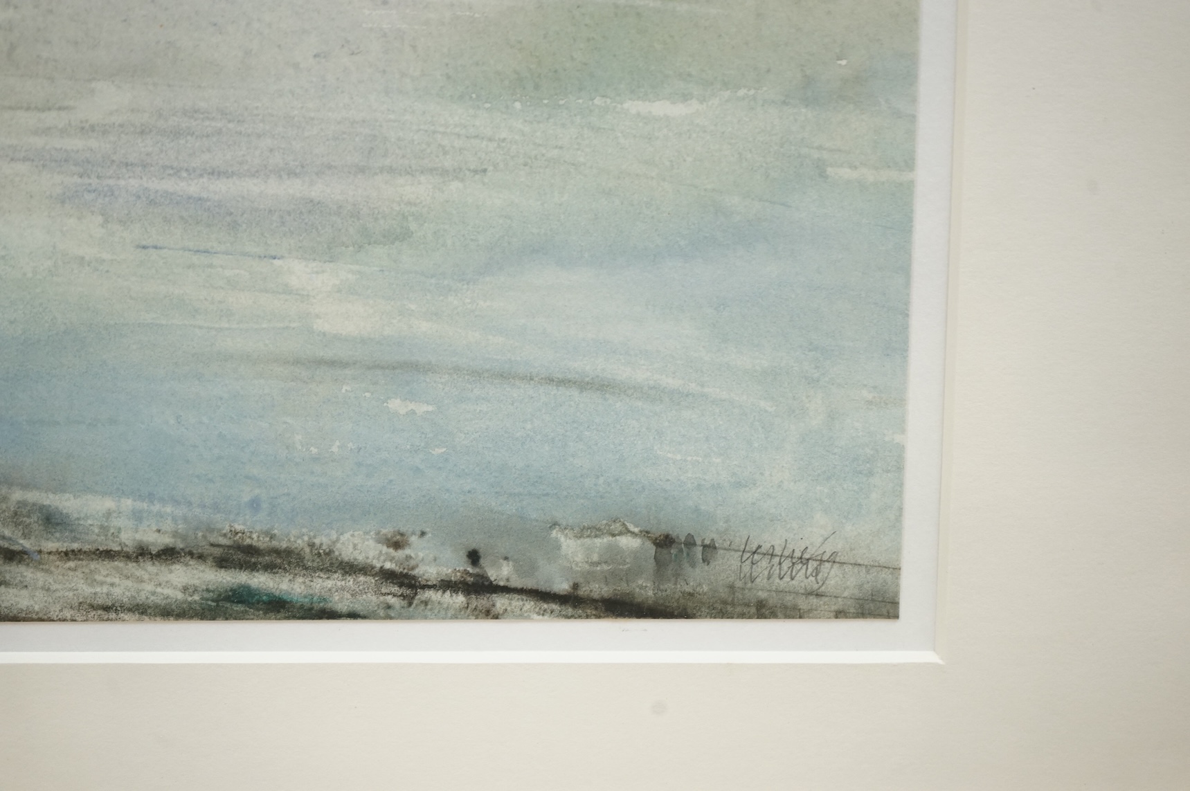 Leslie Worth (1923-2009), SVPRWS, ‘Low tide at Lyme Regis’, signed, watercolour, gallery label verso, 32 x 45cm